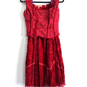 Red/Wine Velvet emb,&Lace, Bodice/Skirt Set. Martin McCrea Couture One of kind